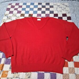 Vintage CLASSICS V Neck 80s Red Sweater Mens Size XL Acryllic Knit USA Made
